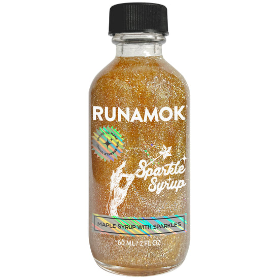 Runamok brand maple syrup with edible sparkles   2 oz bottle 
