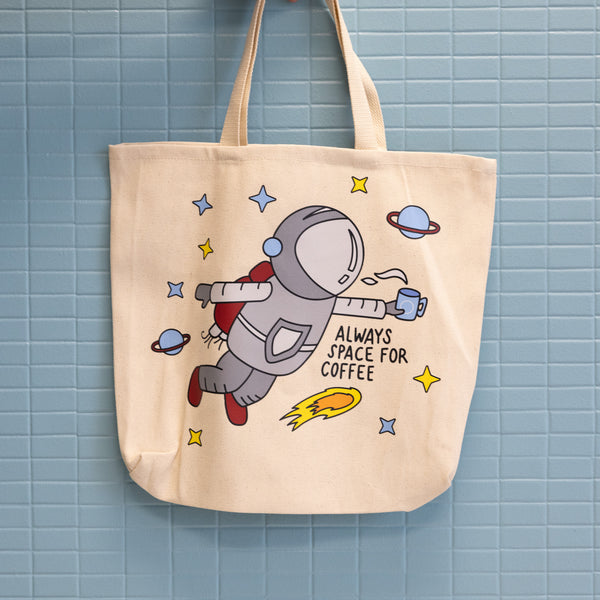 Space Man Canvas Tote
