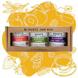 gift set of three jams-strawberry lemon, plum and sage and blackberry earl grey 