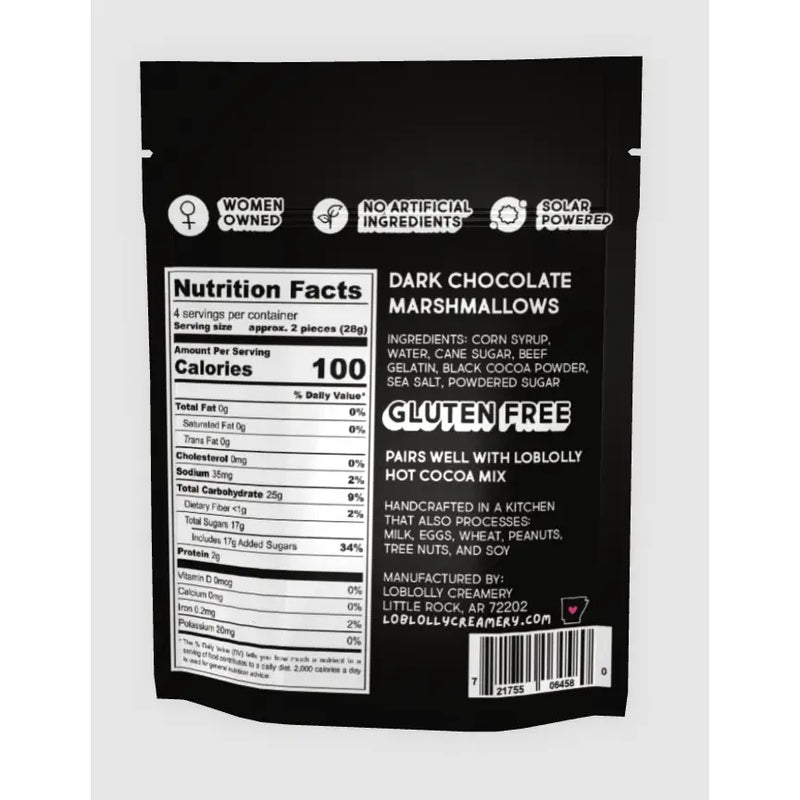 Lump of Coal Marshmallow bag and ingredients list 