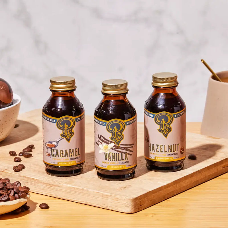 Coffee Syrup Set-vanilla, hazelnut and caramel – Carabello Coffee Coffee Syrup Set-vanilla, hazelnut and caramel – Carabello Coffee