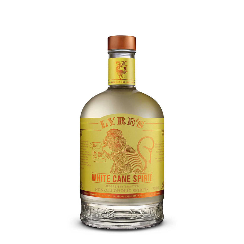 Lyre's brand non alcoholic white can sprit.  Bottle featuring a monkey on it.  