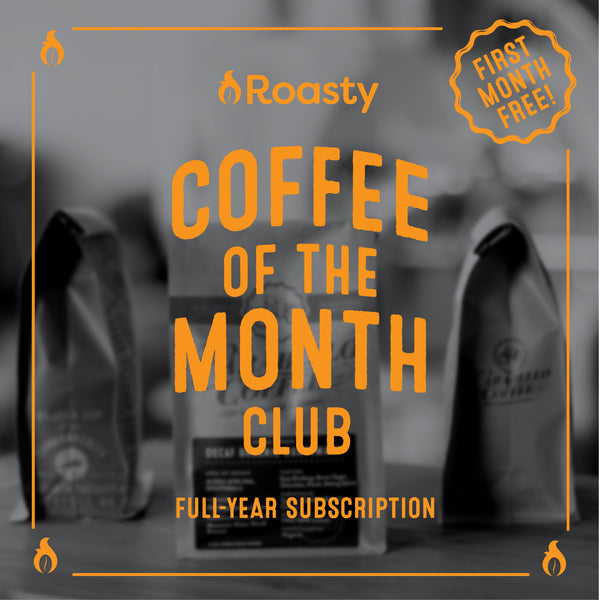 Roasty Coffee of the Month Club Full Year - Save $23 with Special Code